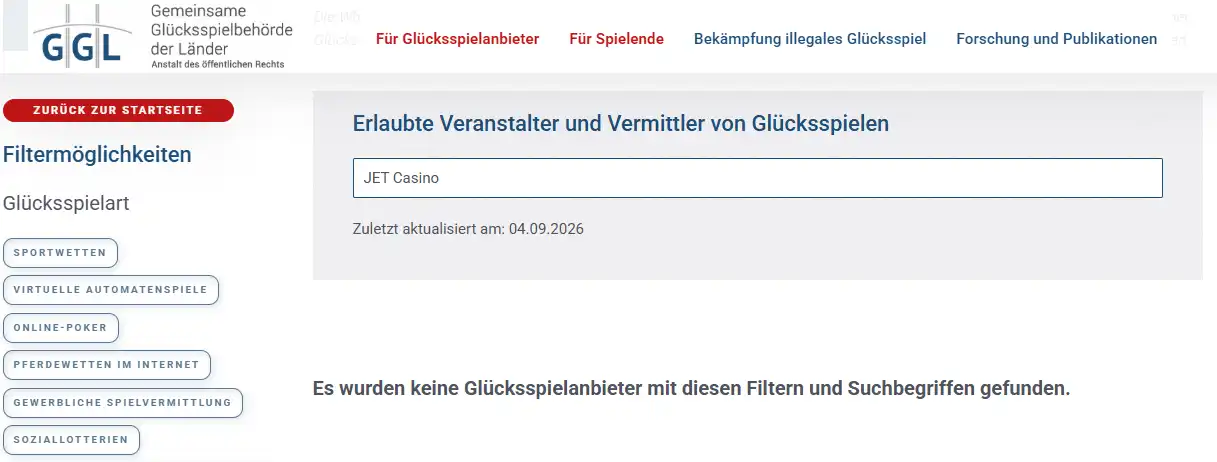 GGL-Whitelist zur Einordnung des regulatorischen Status in Deutschland
